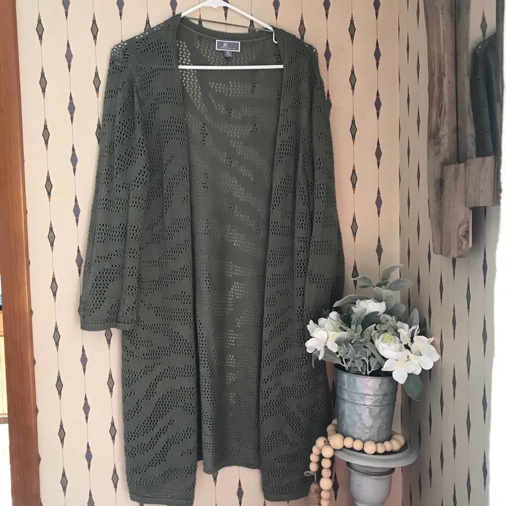 JM Collection Green Duster, Sz XL